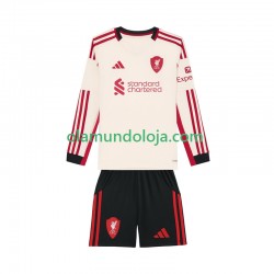 Camisola Liverpool Criança Equipamento Segundo 2025-2026 Manga Comprida